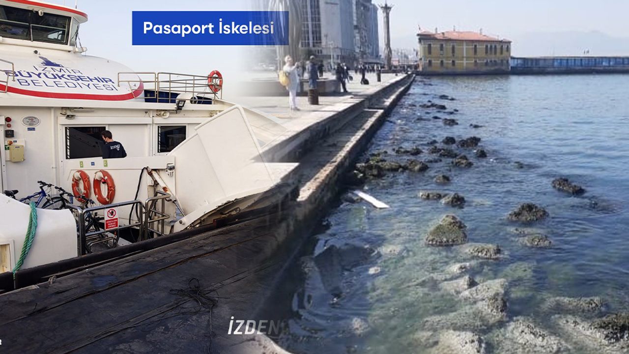 İzmir’de deniz çekildi, vapur iskeleye yanaşamıyor