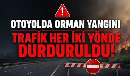 OTOYOLDA ORMAN YANGINI NEDENİYLE TRAFİK HER İKİ YÖNDE DURDURULDU