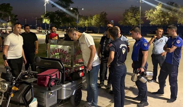 Karantina Parkı’nda izinsiz seyyar satışa ortak denetim