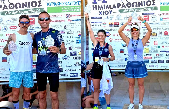 Çeşmeli sporcular Chios Yarı Maratonu’na damga vurdu
