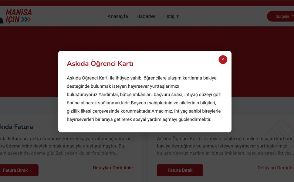 Manisa Büyükşehir’den  ‘Askıda Fatura’ Dönemi