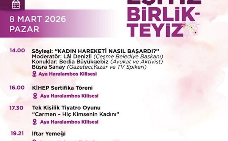 Çeşme’de 8 Mart Dünya Kadınlar Günü iki gün boyunca etkinliklerle kutlanacak