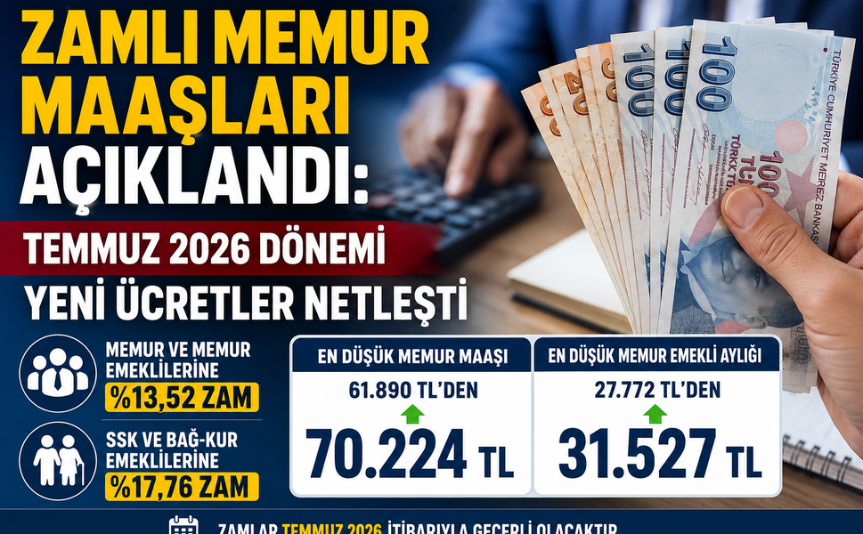 Zamlı Memur Maaşları Açıklandı: Temmuz 2026 Dönemi Yeni Ücretler Netleşti