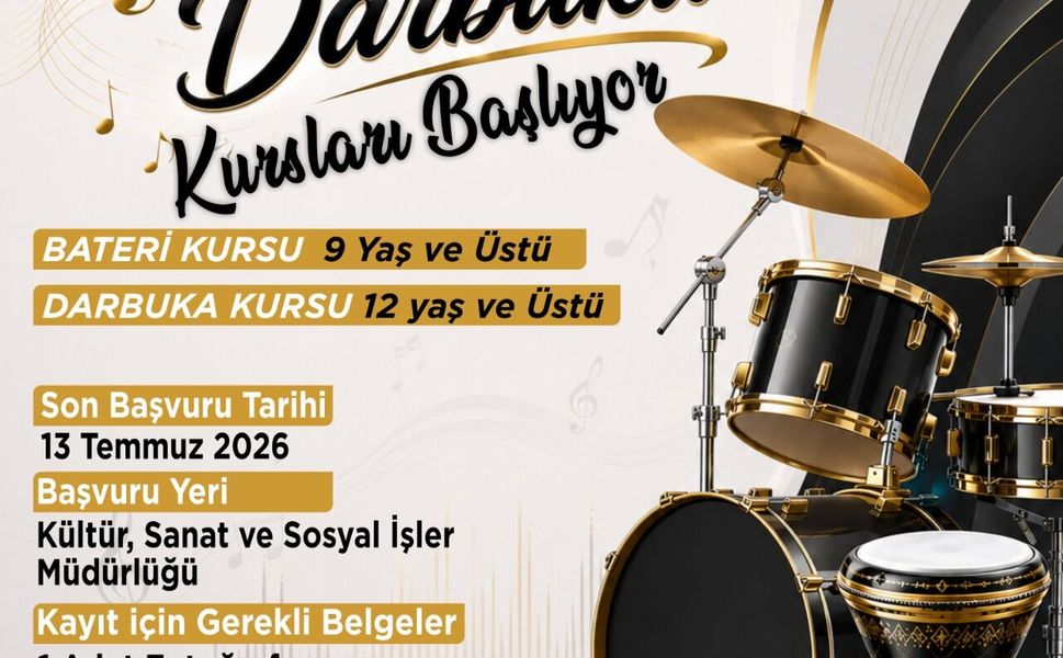 Menderes’te Bateri ve Darbuka Kursları Başlıyor