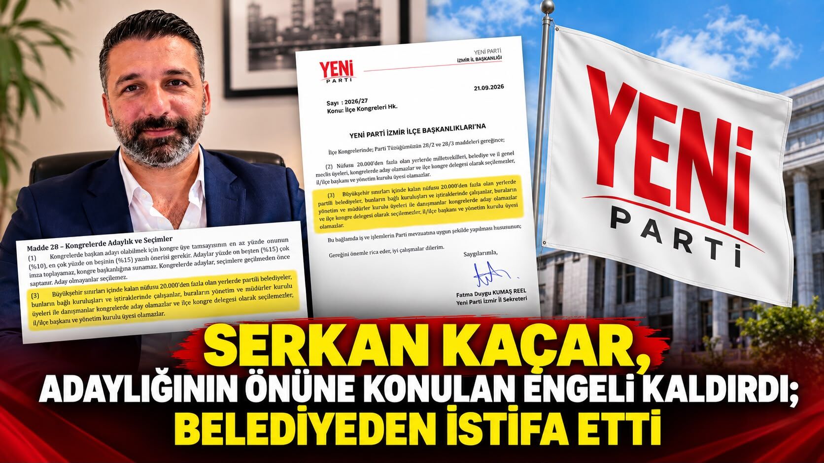SERKAN KAÇAR, ADAYLIĞININ ÖNÜNE KONULAN ENGELİ KALDIRDI; BELEDİYEDEN İSTİFA ETTİ